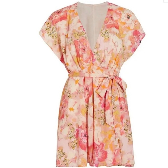 NWT Free People Floral Midi Dress - Pink and Orange - Picture 2 of 4